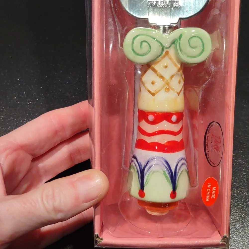 Ceramic, whimsical, stainless steel cake server
